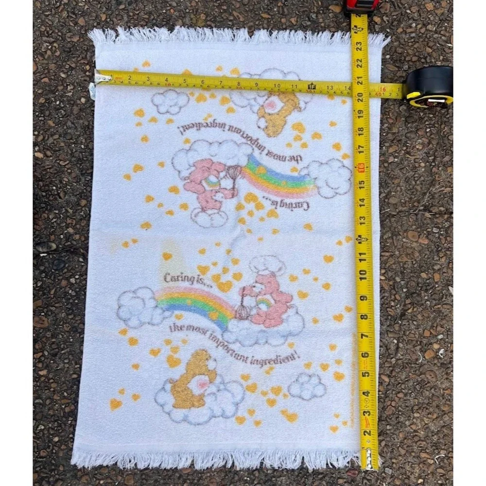 Vintage American Greetings Care‎ Bears Fringe Kitchen Dish Towel Made in USA